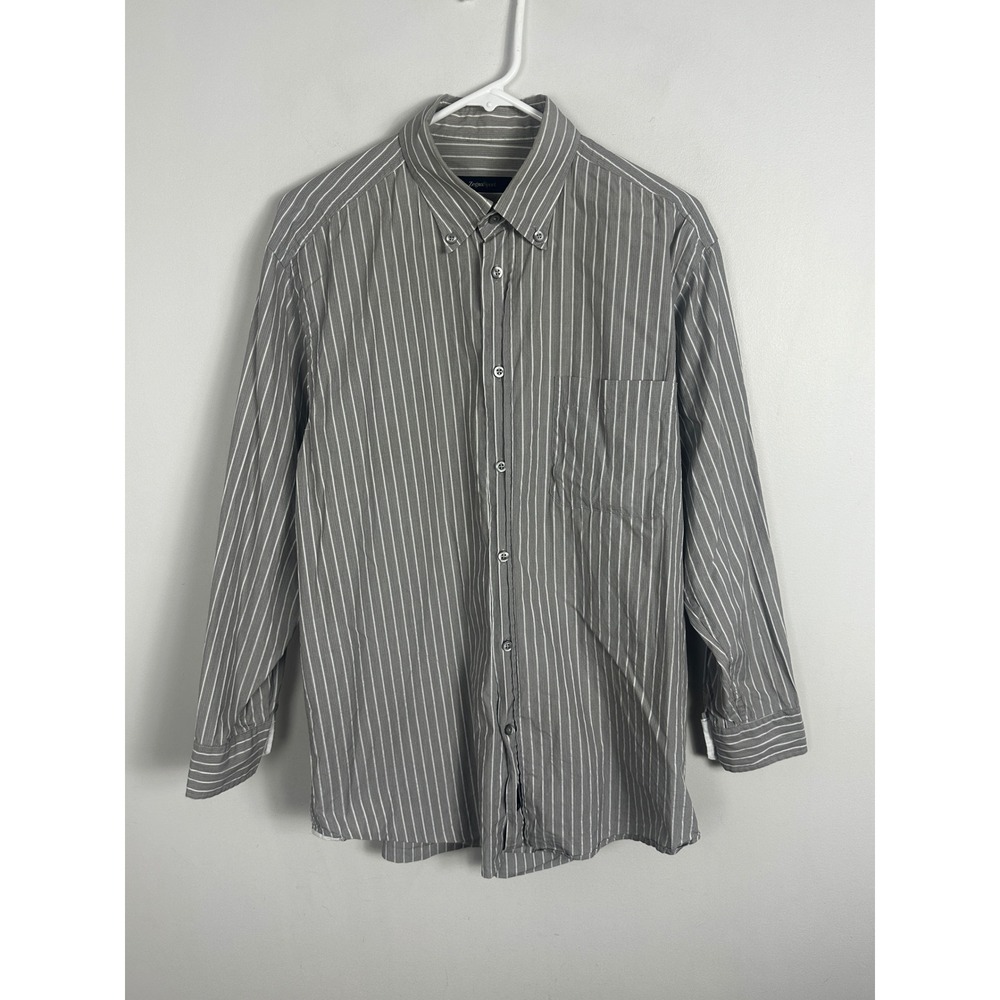 Ermenegildo Zegna Sport Mens Grey‎ Striped Button Down Collared Shirt Size Large